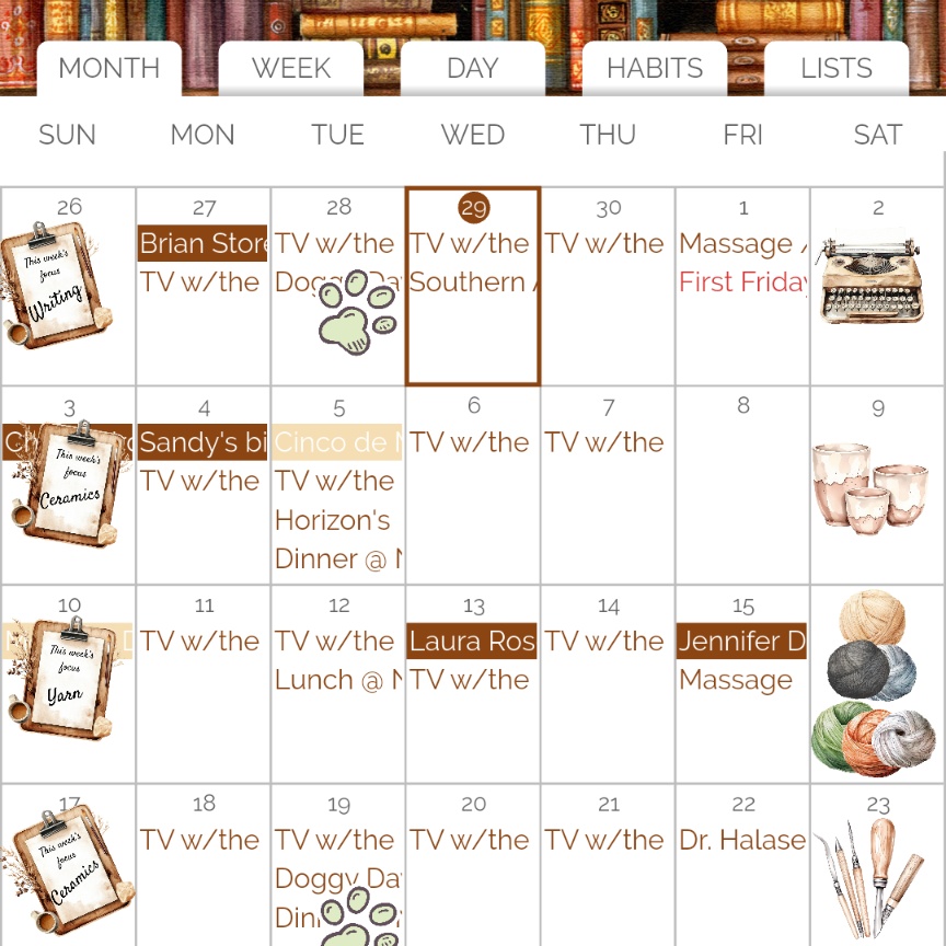 A screenshot of a digital planner showing calendar events.