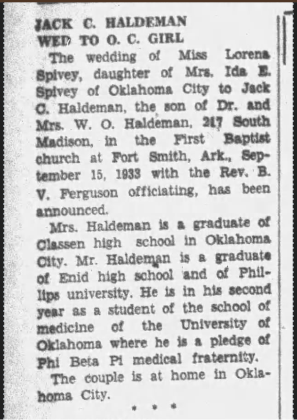 A clipping from a newspaper showing a wedding announcement